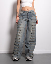 INSEAM 81CM - RIVET DETAIL WIDE LEG JEANS | SEISHIKI STUDIO