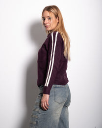 FROG CLOSURE STRIPE KNITTED TRACK JACKET PURPLE | SEISHIKI STUDIO