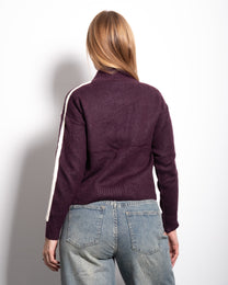 FROG CLOSURE STRIPE KNITTED TRACK JACKET PURPLE | SEISHIKI STUDIO