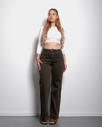 #002 - INSEAM 78CM - THE BAGGY STRAIGHT LEG STRETCHY Jeans OLIVE | SEISHIKI STUDIO
