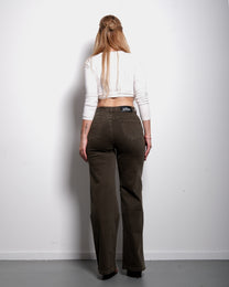#002 - INSEAM 78CM - THE BAGGY STRAIGHT LEG STRETCHY Jeans OLIVE | SEISHIKI STUDIO