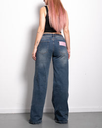 INSEAM 82CM - MEDIUM WASH WIDE LEG JEANS WITH WAIST STRING | SEISHIKI STUDIO