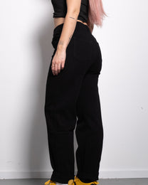 INSEAM 72CM - STRECHY BLACK BALLOON JEANS WITH RED PATCH | SEISHIKI STUDIO