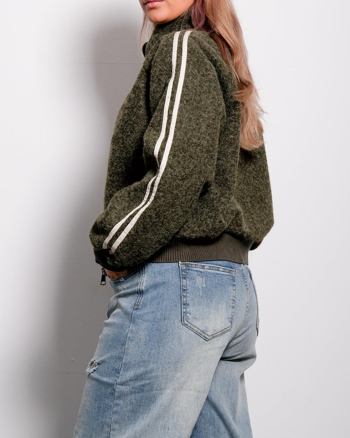 Striped Teddy Jacket Green – SEISHIKI STUDIO