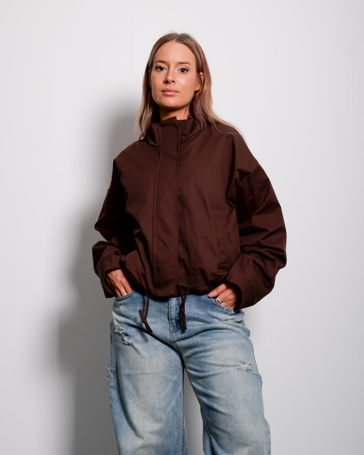 Balloon Sleeve Windbreaker Jacket Brown – SEISHIKI STUDIO