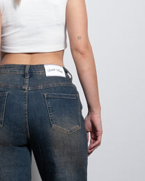 Stretchy Medium Vintage Wash Wide Leg Jeans, curvy fit, 79 cm inseam – SEISHIKI STUDIO