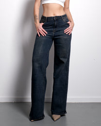 Stretchy Dark Vintage Wash Wide Leg Jeans, curvy fit, 79 cm inseam – SEISHIKI STUDIO