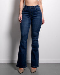 Stretchy Dark Wash Flare Jeans, curvy fit, 80 cm inseam – SEISHIKI STUDIO