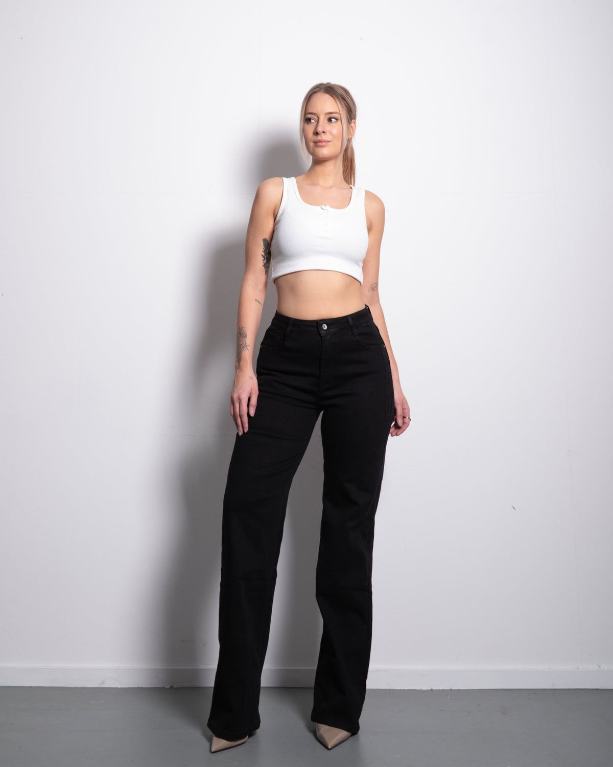 Stretchy Extra Thick Wide Leg Jeans Black, curvy fit, 80 cm inseam – SEISHIKI STUDIO