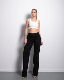 Stretchy Extra Thick Wide Leg Jeans Black, curvy fit, 80 cm inseam – SEISHIKI STUDIO