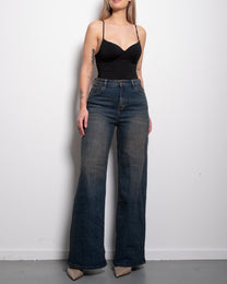 Stretchy Medium Vintage Wash Wide Leg Jeans, curvy fit, 79 cm inseam – SEISHIKI STUDIO