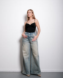 Curvetech - The Stretchy High Waist Super Baggy Jeans - Cream Wash, curvy fit, 80 cm inseam – SEISHIKI STUDIO
