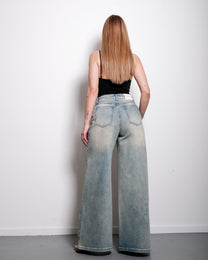 Curvetech - The Stretchy High Waist Super Baggy Jeans - Cream Wash, curvy fit, 80 cm inseam – SEISHIKI STUDIO