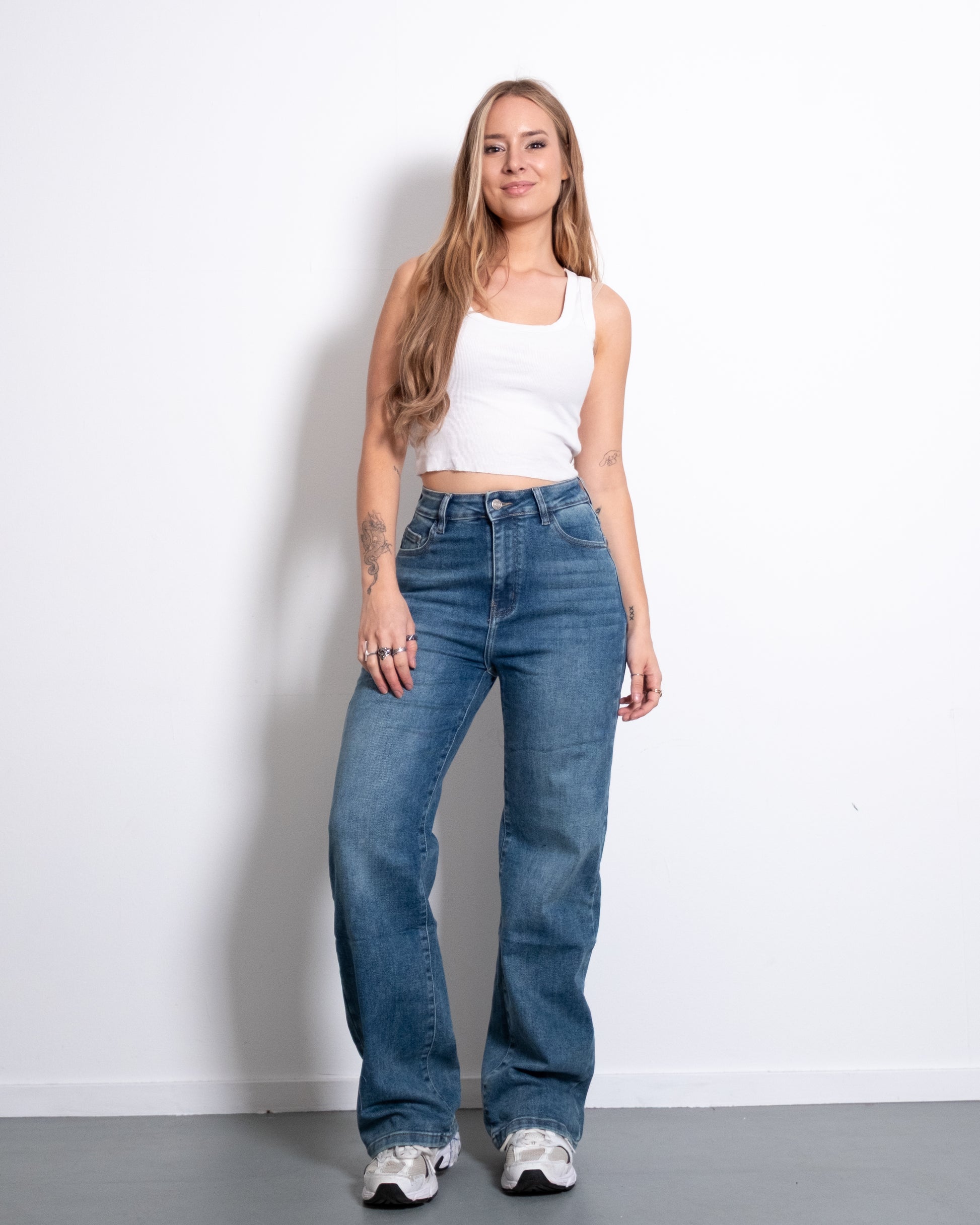 MAINICHI Wide Leg Jeans DARK WASH - IL 79CM