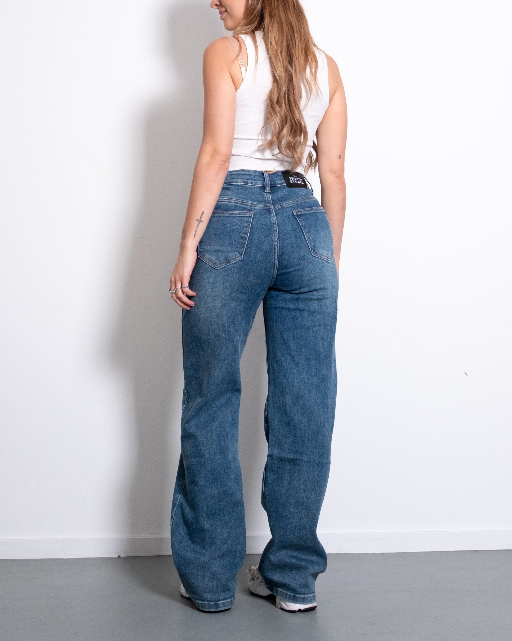 MAINICHI Wide Leg Jeans DARK WASH - IL 79CM