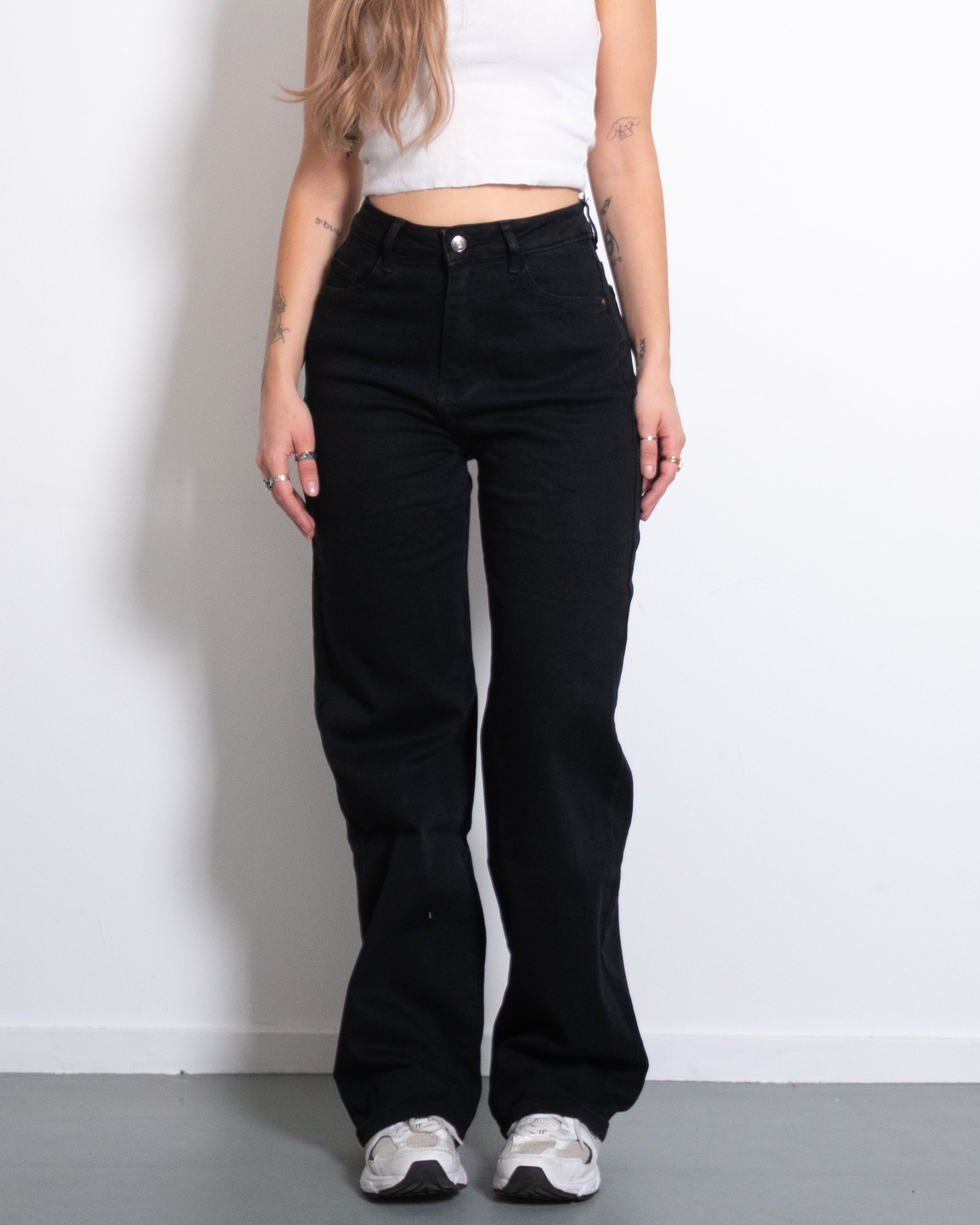 MAINICHI Wide Leg Jeans BLACK - IL 79cm