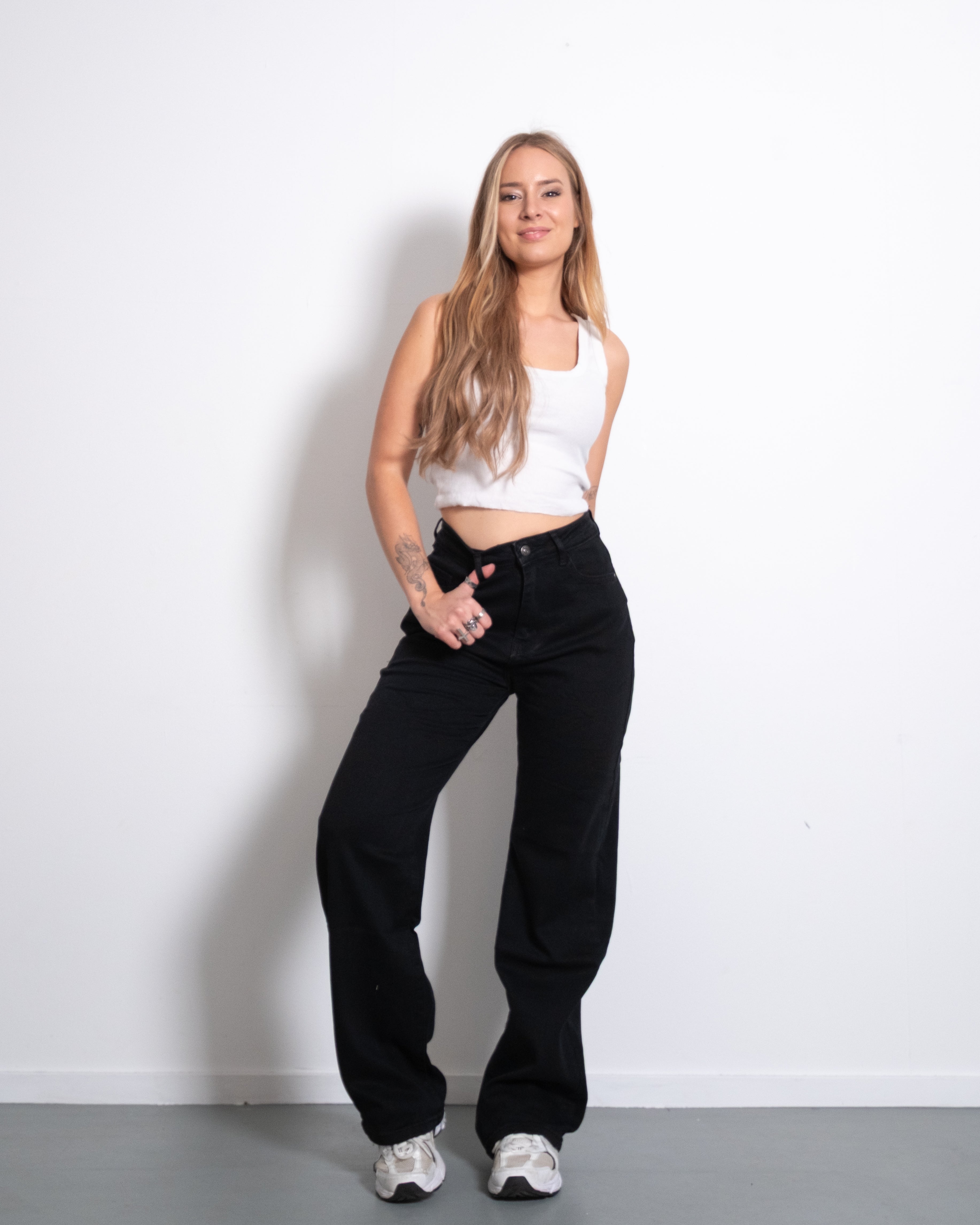 MAINICHI Wide Leg Jeans BLACK - IL 79cm