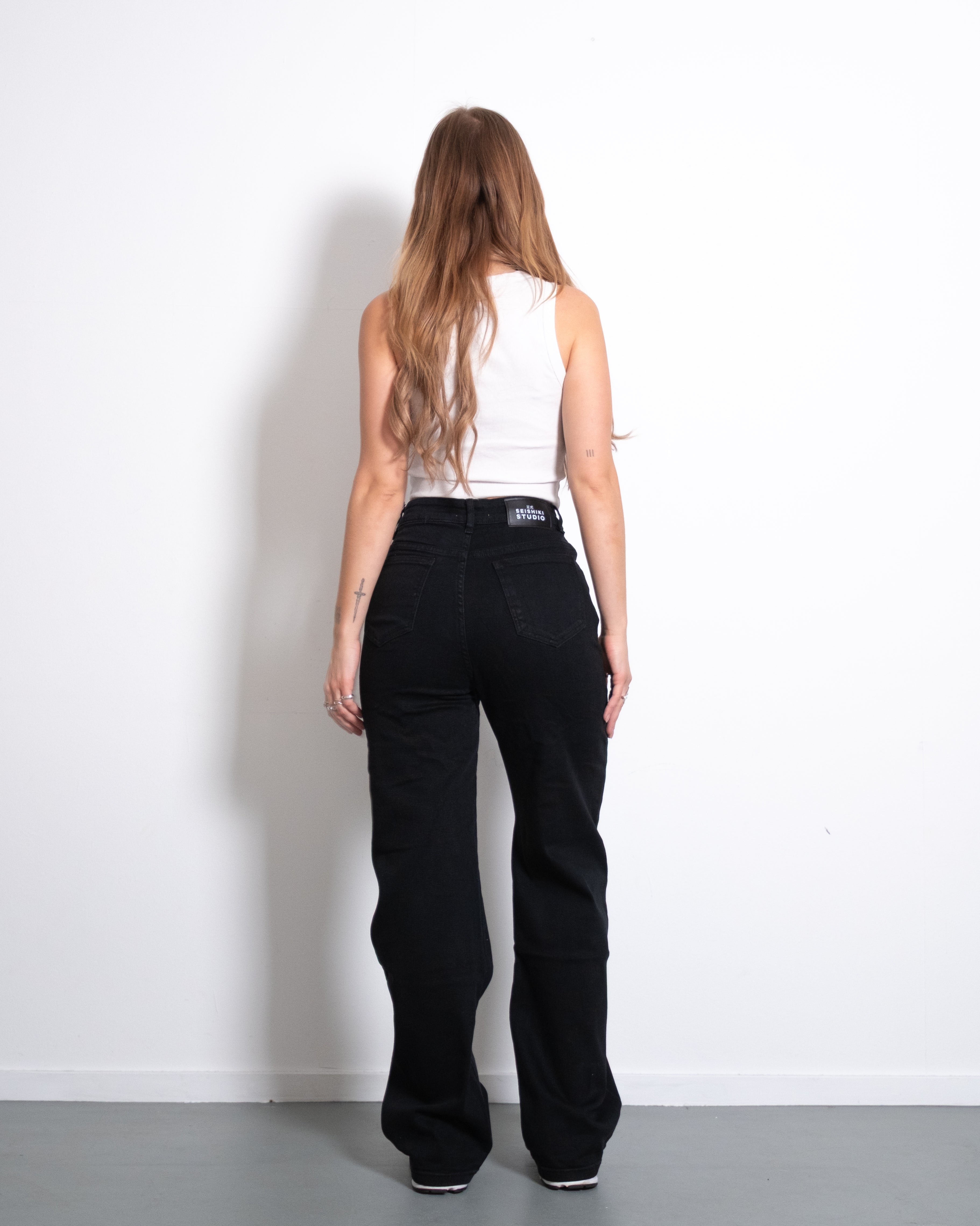 MAINICHI Wide Leg Jeans BLACK - IL 79cm
