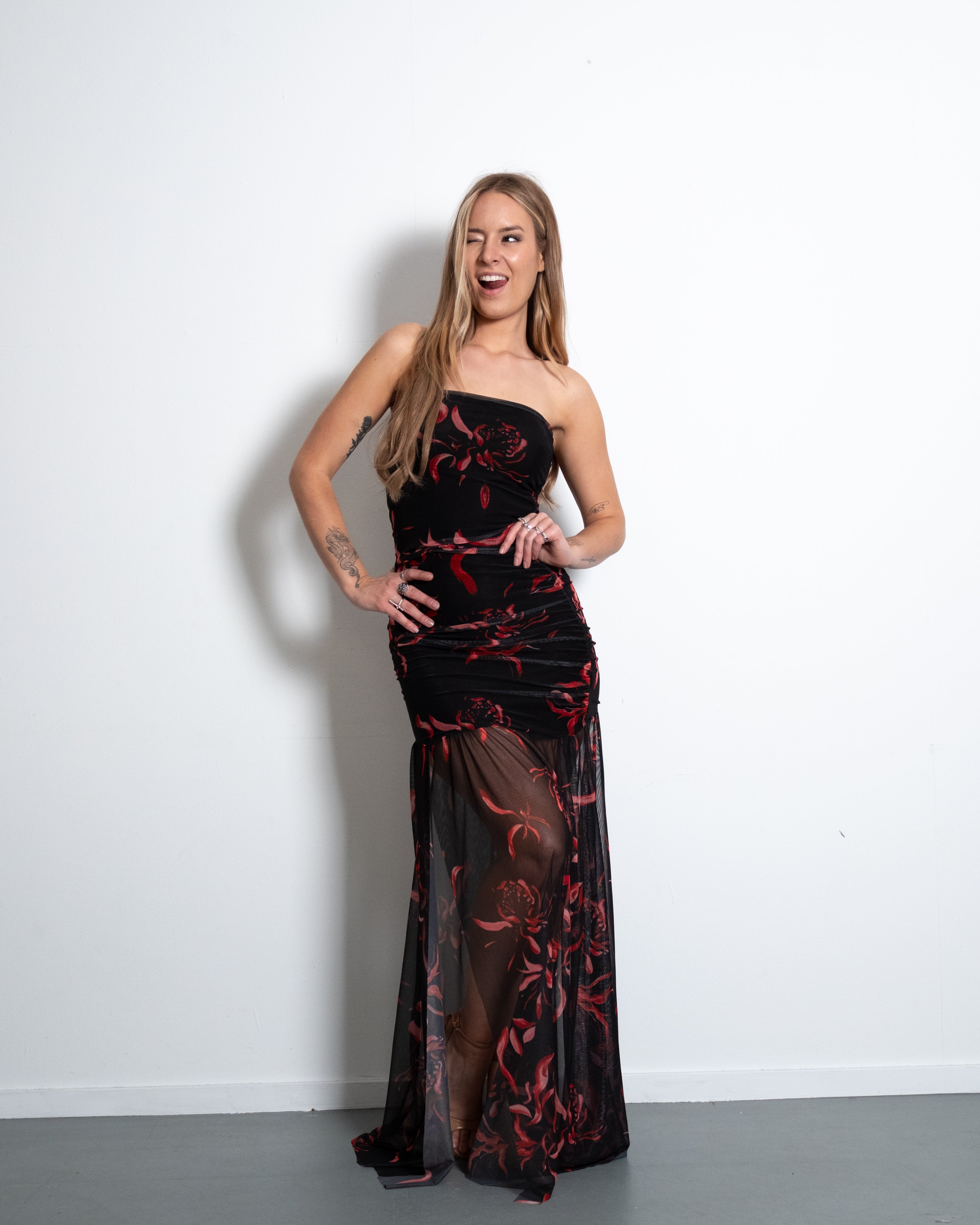 KEITARO Dress BLACK/RED