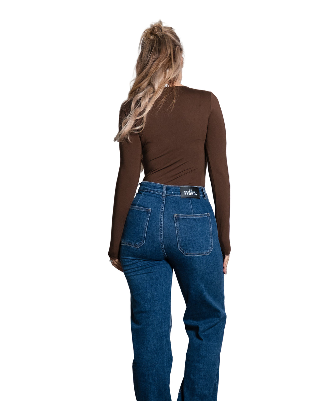 LOOP DETAIL STRETCHY TOP BROWN