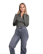 LONGSLEEVE HIGH NECK ZIPPER SHAPEWEAR BODYSUIT GREEN