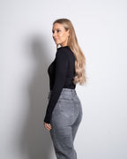 LONGSLEEVE HIGH NECK ZIPPER SHAPEWEAR BODYSUIT BLACK