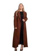 LONG COAT WITH FRONT SEAM BROWN