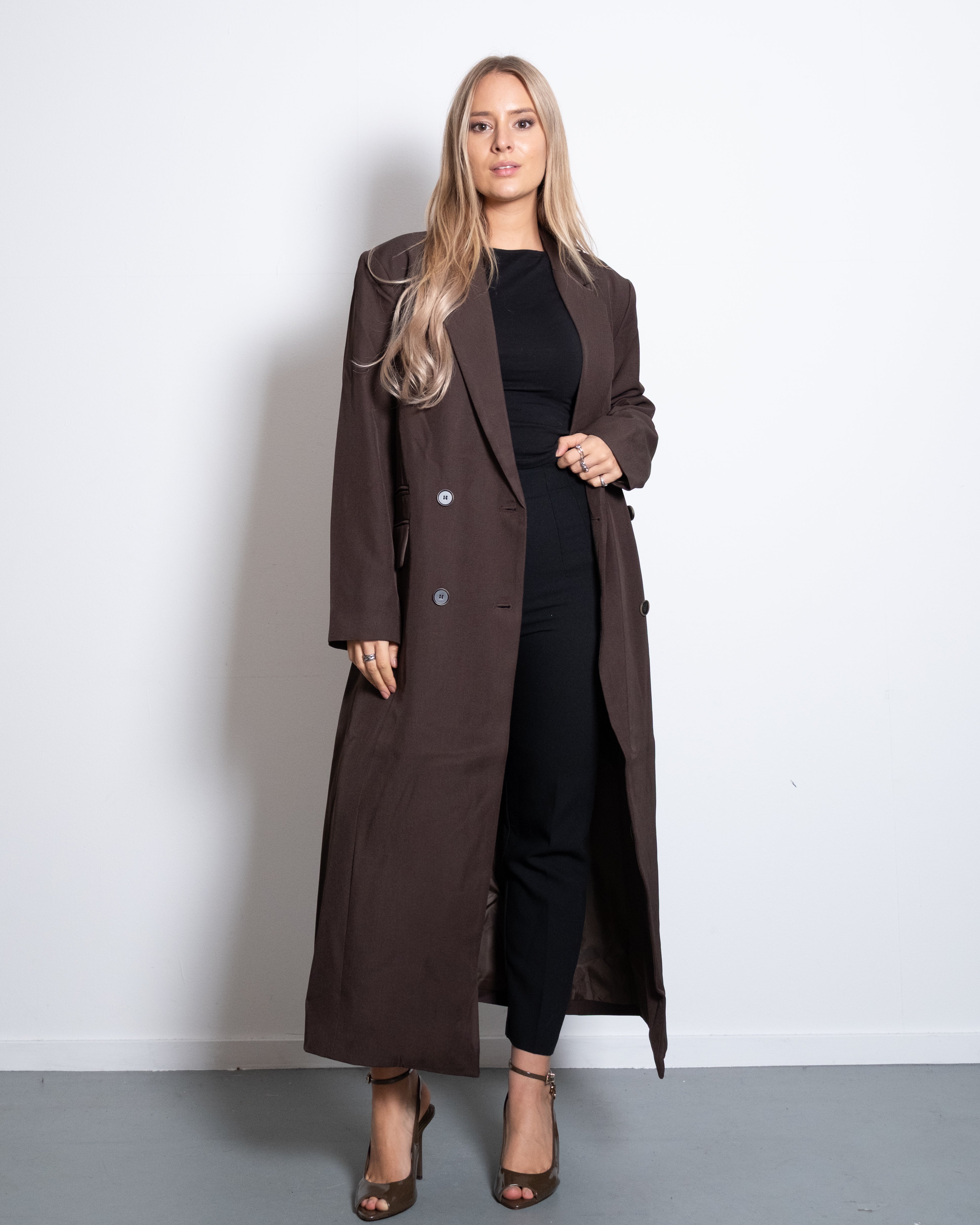 dark brown duster coat