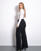 WIDE LEG JEANS WITH FRAYED HEM BLACK