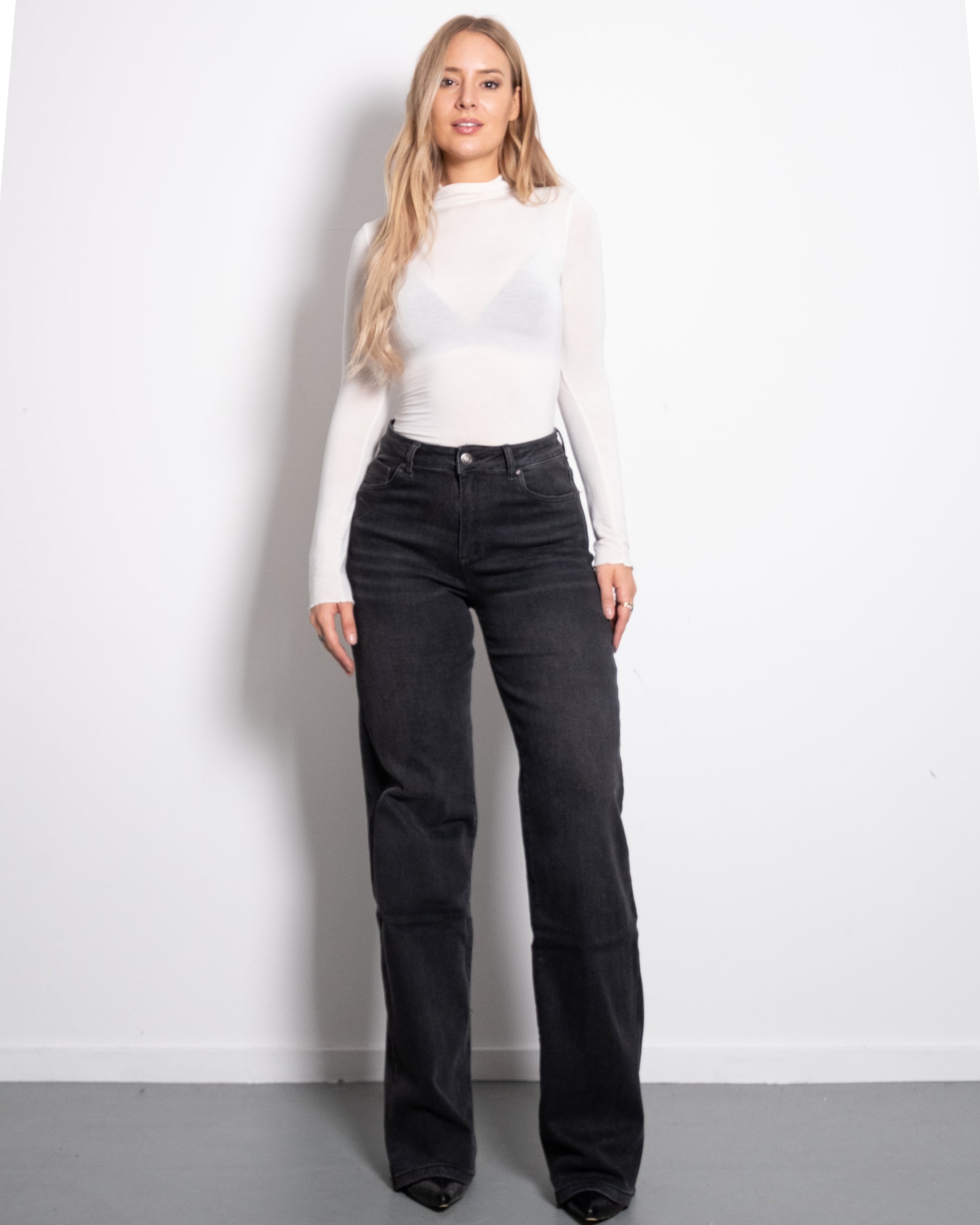 DARK GREY WIDE LEG JEANS TALL - INSEAM 86CM