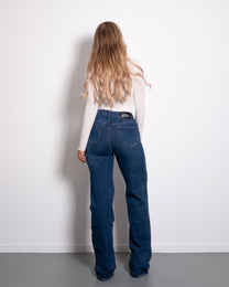 TALL STRETCHY DARK BLUE WIDE LEG JEANS - INSEAM 86CM | SEISHIKI STUDIO
