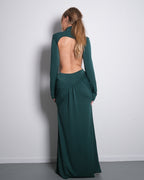 STRETCHY SIDE CUTOUT OPEN BACK DETAIL DRESS EMERALD