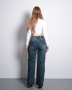 HIGH WAIST WIDE LEG JEANS ACID WASH - INSEAM 77CM