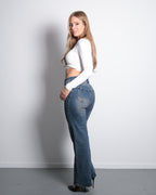 JEANS MIT HOHEM BUND UND WIDE LEG ,JEANS -GRAU – 77 CM