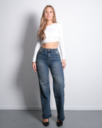 JEANS MIT HOHEM BUND UND WIDE LEG ,JEANS -GRAU – 77 CM
