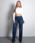 DARK BLUE WIDE LEG JEANS WITH RAISED BOTTOM SEAM - INSEAM 80CM