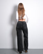 JEANS  WIDE LEG  IN DUNKELN SCHWARZJEANS  INNENBEINLÄNGE 76 CM