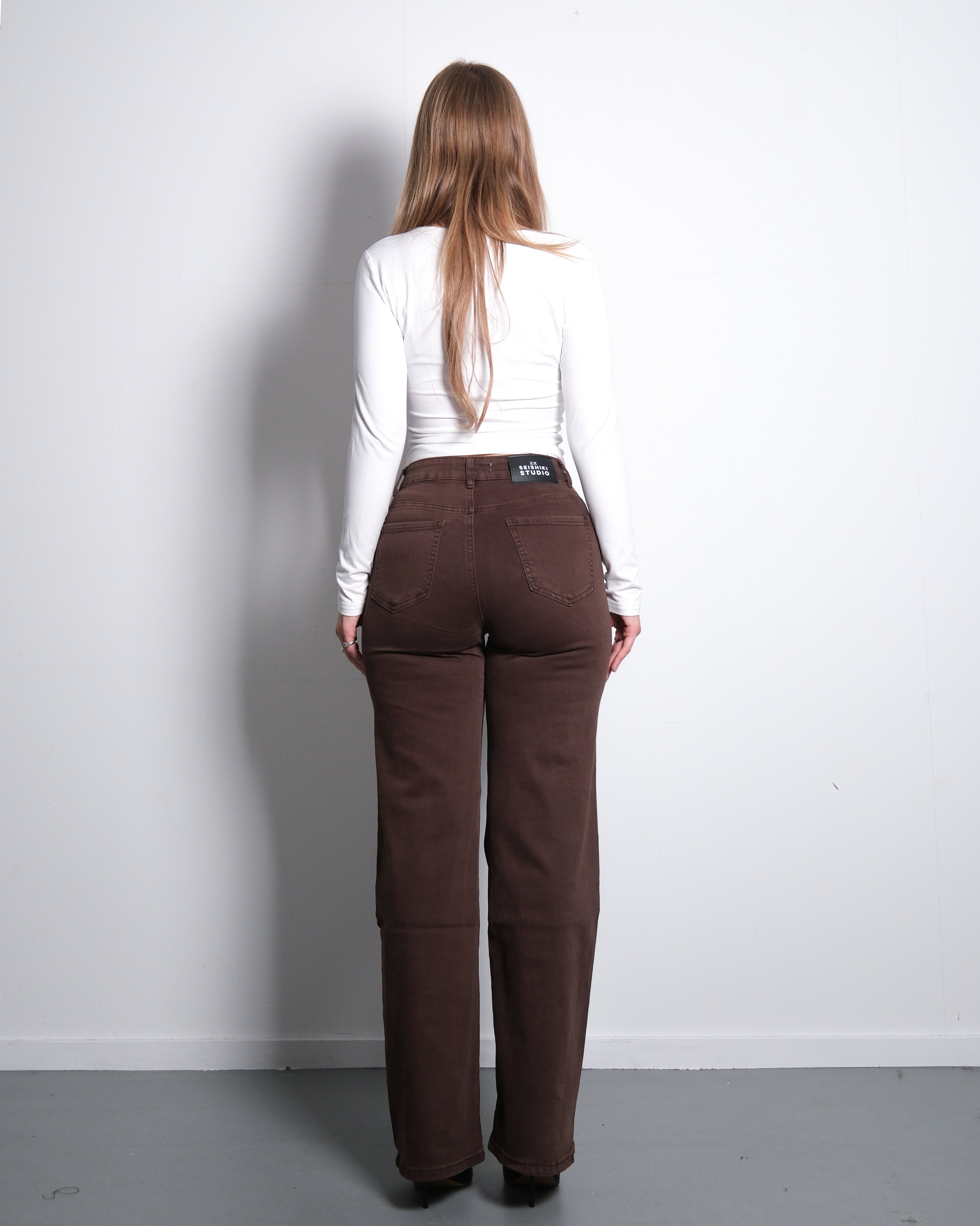 ULTRA DARK BROWN WIDE LEG JEANS - INSEAM 78 CM
