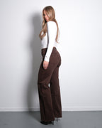 ULTRA DARK BROWN WIDE LEG JEANS - INSEAM 78 CM