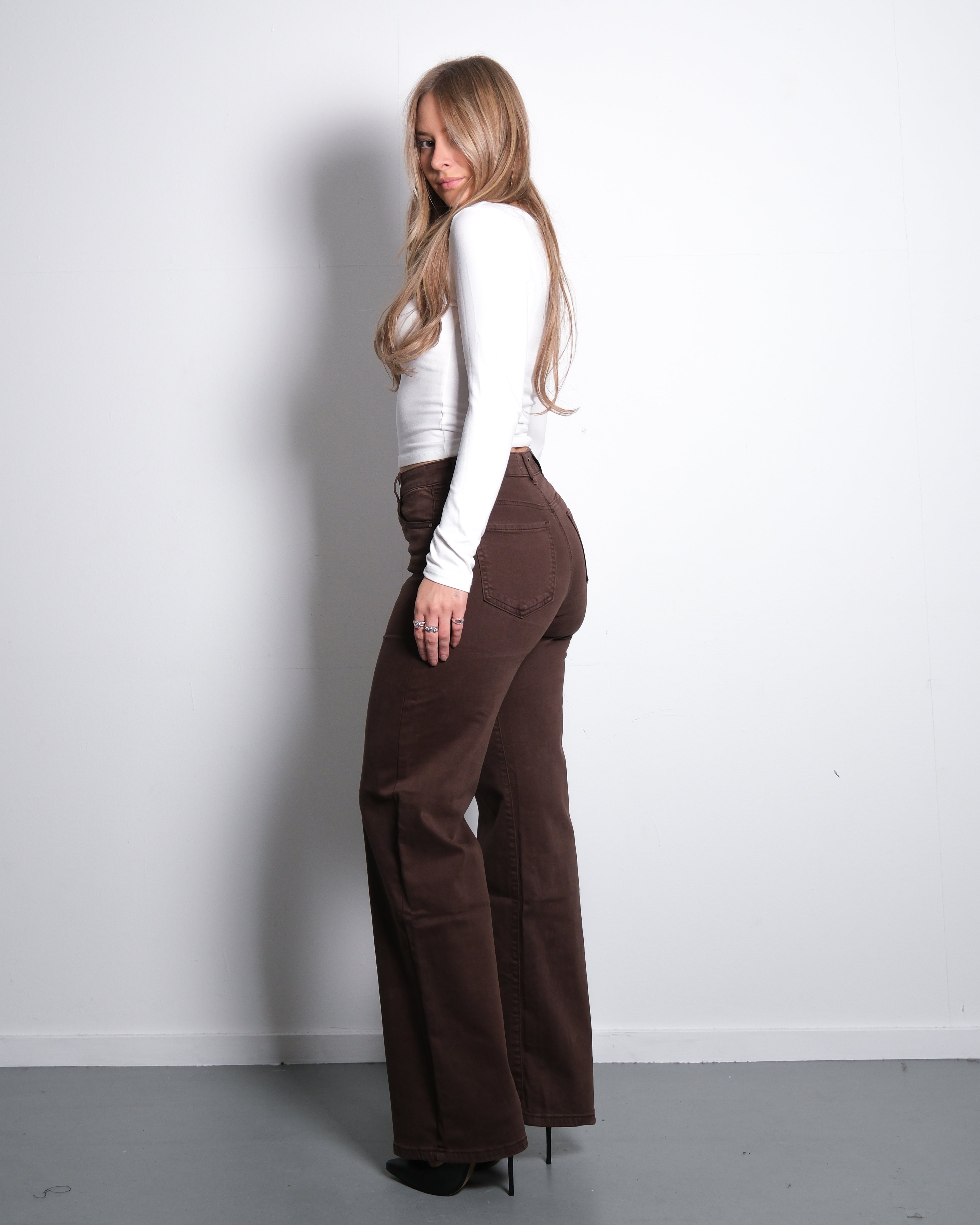 ULTRA DARK BROWN WIDE LEG JEANS - INSEAM 78 CM