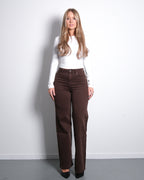 ULTRA DARK BROWN WIDE LEG JEANS - INSEAM 78 CM