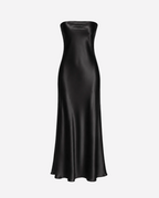 strapless silky dress black | SEISHIKI STUDIO