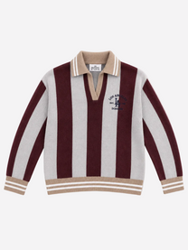 Varsity Stripe Polo Sweater Burgundy – SEISHIKI STUDIO