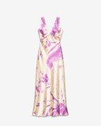 Twist Back Satin Maxi Dress Pastel Yellow | SEISHIKI STUDIO