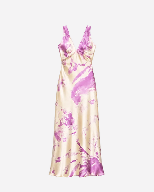 Twist Back Satin Maxi Dress Pastel Yellow