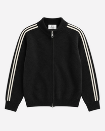 Retro Striped Knit Zip-Up Black – SEISHIKI STUDIO