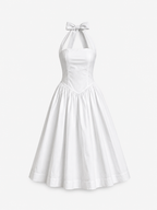 Halter neck bow dress white | SEISHIKI STUDIO