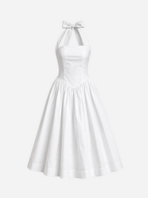 Halter neck bow dress white | SEISHIKI STUDIO