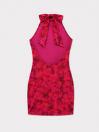 halter neck stretchy front knot dress pink | SEISHIKI STUDIO