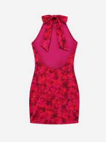 halter neck stretchy front knot dress pink | SEISHIKI STUDIO